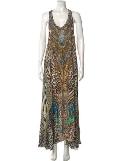 Pre-owned Camilla Silk Long Dress In Neutral