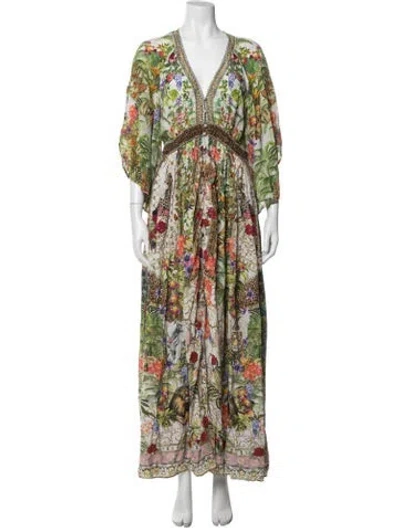 Pre-owned Camilla Silk Long Dress In Neutral