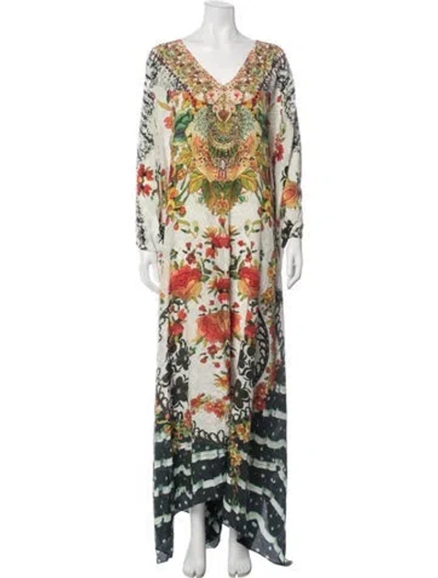 Pre-owned Camilla Silk Long Dress In Neutral