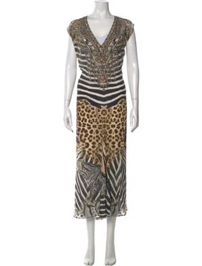 Pre-owned Camilla Silk Long Dress In Neutrals
