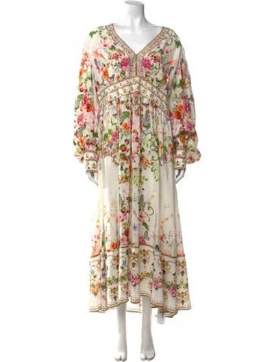 Pre-owned Camilla Silk Long Dress In Neutrals