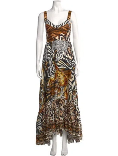 Pre-owned Camilla Silk Long Dress In Neutrals