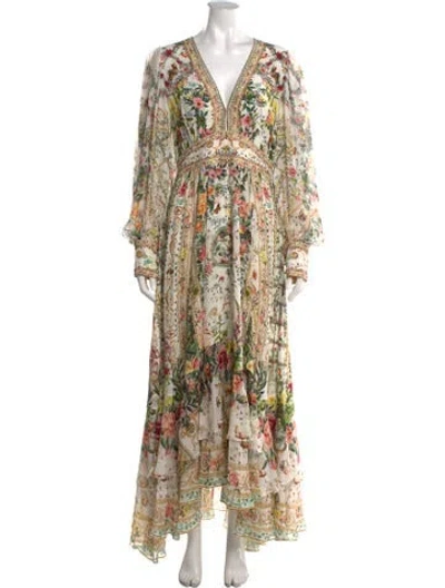 Pre-owned Camilla Silk Long Dress In Neutrals