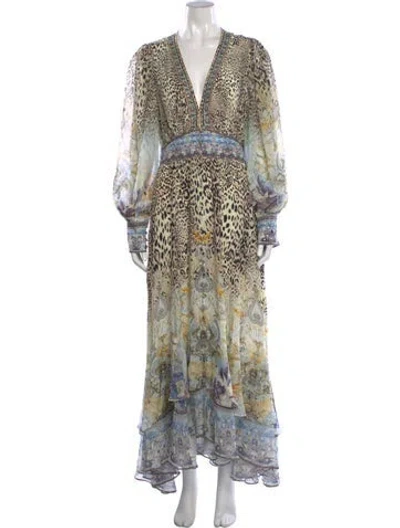 Pre-owned Camilla Silk Long Dress In Neutrals