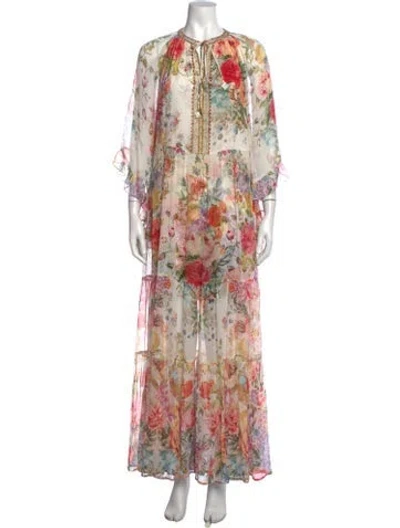 Pre-owned Camilla Silk Long Dress In Neutrals