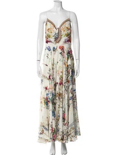 Pre-owned Camilla Silk Long Dress In Neutrals