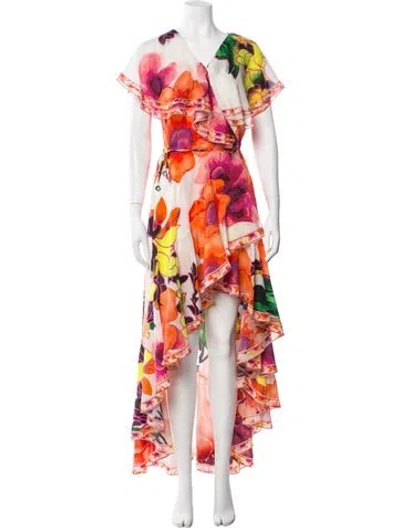 Pre-owned Camilla Silk Long Dress In Orange/white