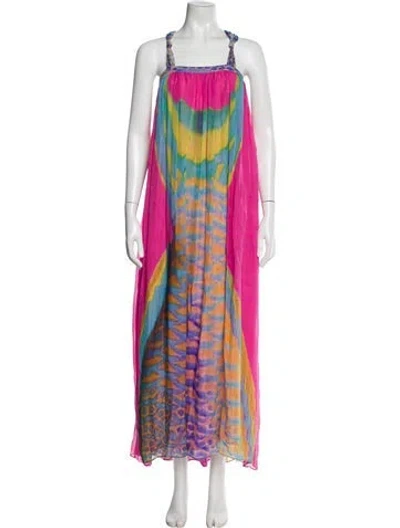 Pre-owned Camilla Silk Long Dress In Pink