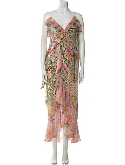 Pre-owned Camilla Silk Long Dress In Pink