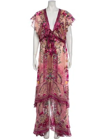 Pre-owned Camilla Silk Long Dress In Pink
