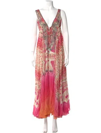 Pre-owned Camilla Silk Long Dress In Pink