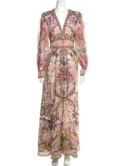Pre-owned Camilla Silk Long Dress In Pink