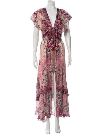 Pre-owned Camilla Silk Long Dress In Pink