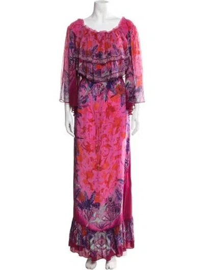Pre-owned Camilla Silk Long Dress In Pink/purple