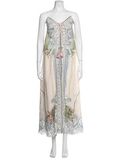 Pre-owned Camilla Silk Long Dress In Pink/white