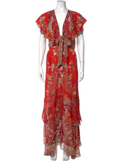 Pre-owned Camilla Silk Long Dress In Red