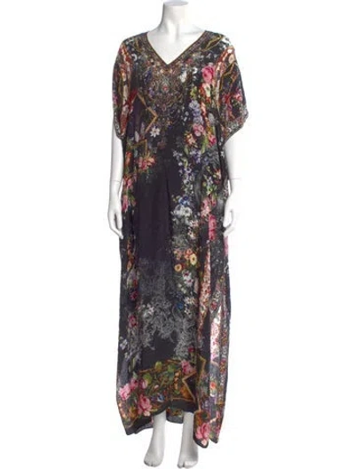 Pre-owned Camilla Silk Long Dress W/ Tags In Black