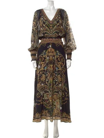 Pre-owned Camilla Silk Long Dress W/ Tags In Black
