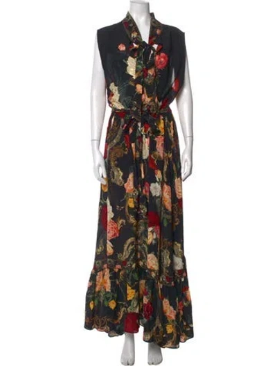 Pre-owned Camilla Silk Long Dress W/ Tags In Black