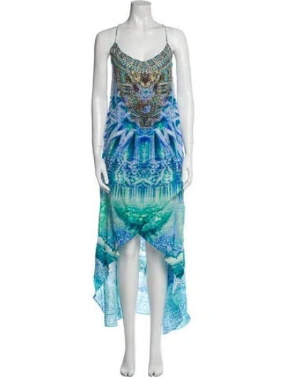 Pre-owned Camilla Silk Long Dress W/ Tags In Blue