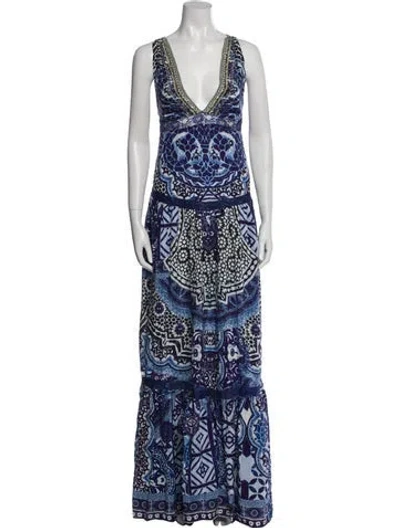 Pre-owned Camilla Silk Long Dress W/ Tags In Blue