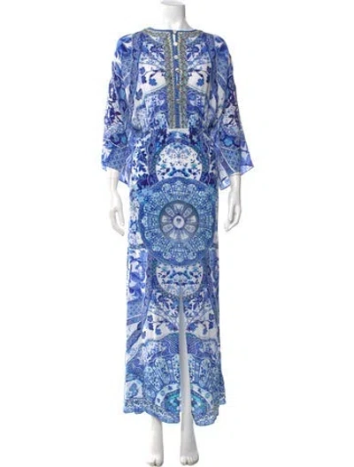 Pre-owned Camilla Silk Long Dress W/ Tags In Blue