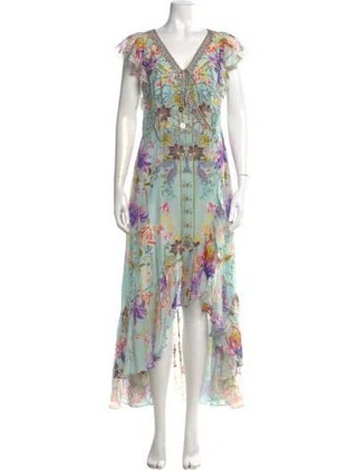 Pre-owned Camilla Silk Long Dress W/ Tags In Blue