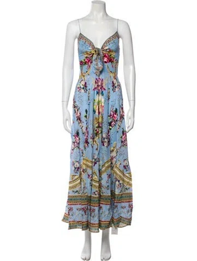 Pre-owned Camilla Silk Long Dress W/ Tags In Blue