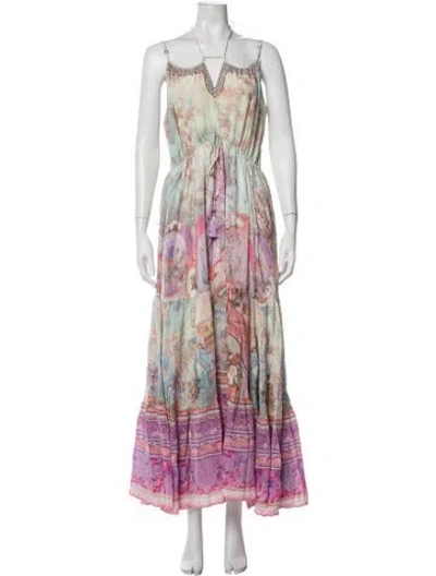 Pre-owned Camilla Silk Long Dress W/ Tags In Blue