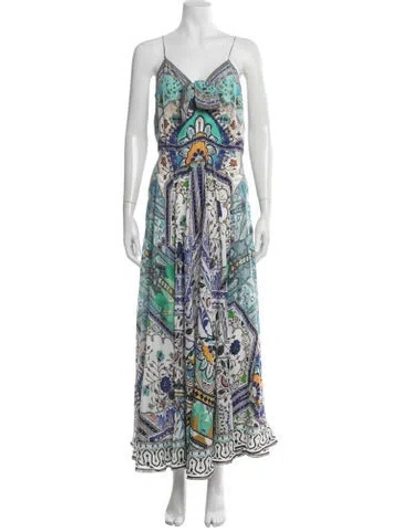 Pre-owned Camilla Silk Long Dress W/ Tags In Blue