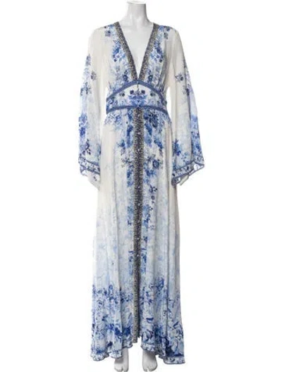 Pre-owned Camilla Silk Long Dress W/ Tags In Blue