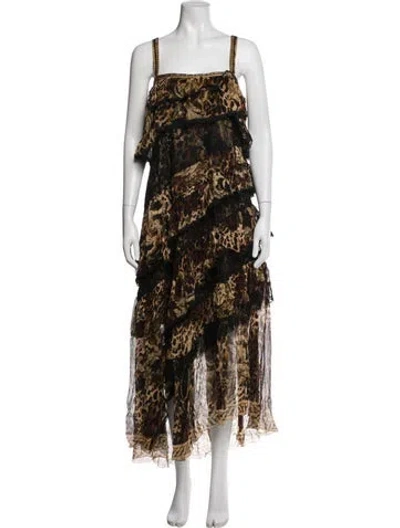 Pre-owned Camilla Silk Long Dress W/ Tags In Brown