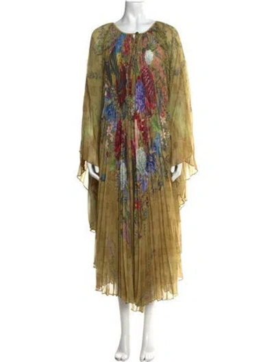 Pre-owned Camilla Silk Long Dress W/ Tags In Green