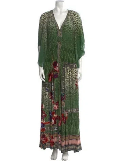 Pre-owned Camilla Silk Long Dress W/ Tags In Green