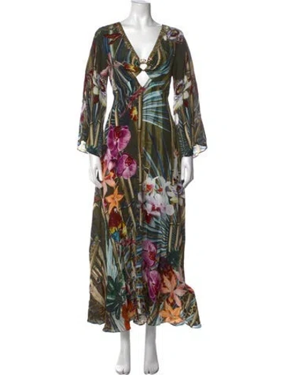 Pre-owned Camilla Silk Long Dress W/ Tags In Green