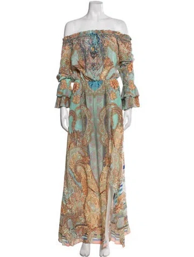 Pre-owned Camilla Silk Long Dress W/ Tags In Green