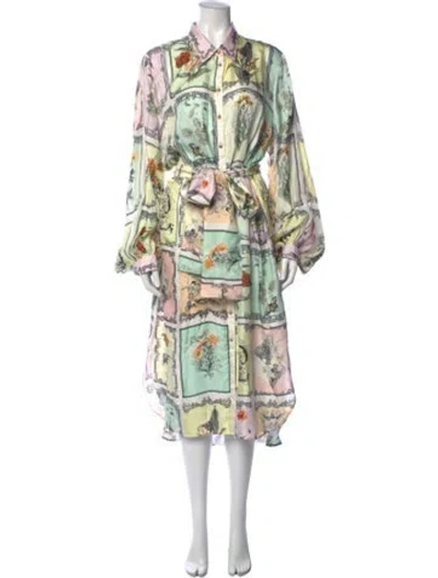 Pre-owned Camilla Silk Long Dress W/ Tags In Green