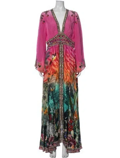 Pre-owned Camilla Silk Long Dress W/ Tags In Multi