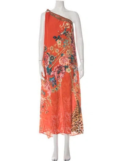 Pre-owned Camilla Silk Long Dress W/ Tags In Neutrals/red