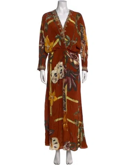 Pre-owned Camilla Silk Long Dress W/ Tags In Orange