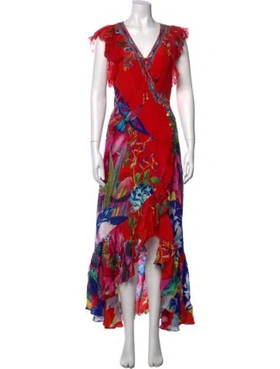 Pre-owned Camilla Silk Long Dress W/ Tags In Red