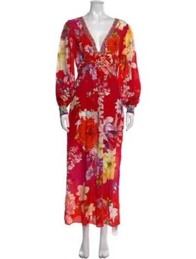 Pre-owned Camilla Silk Long Dress W/ Tags In Red
