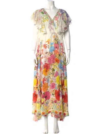 Pre-owned Camilla Silk Long Dress W/ Tags In White