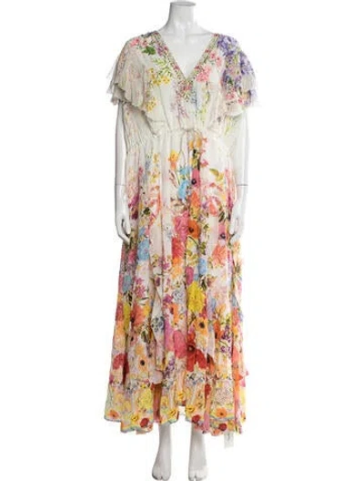 Pre-owned Camilla Silk Long Dress W/ Tags In White