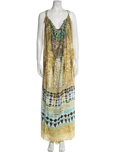 Pre-owned Camilla Silk Long Dress W/ Tags In Yellow