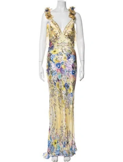 Pre-owned Camilla Silk Long Dress W/ Tags In Yellow