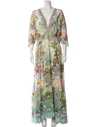 Pre-owned Camilla Silk Long Dress In White