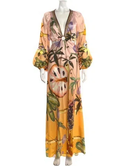 Pre-owned Camilla Silk Long Dress In Yellow