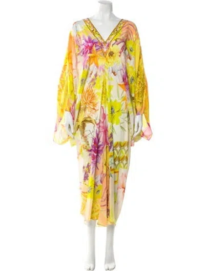 Pre-owned Camilla Silk Long Dress In Yellow