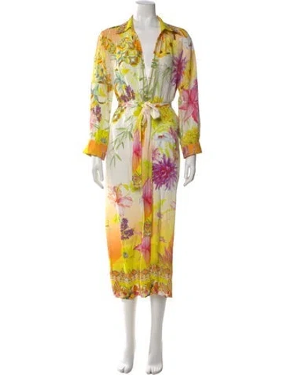 Pre-owned Camilla Silk Long Dress In Yellow